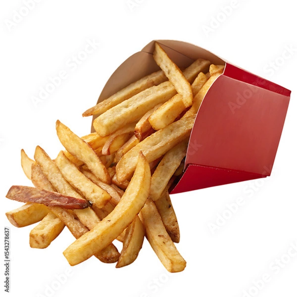 Obraz French fries in red carton isolated on transparent background