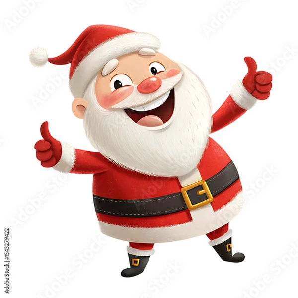 Obraz Happy santa claus thumbs up isolated on transparent background
