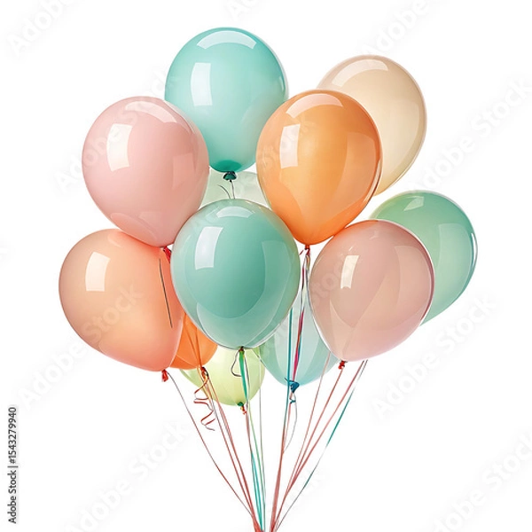 Obraz Pastel balloons bunch isolated on transparent background