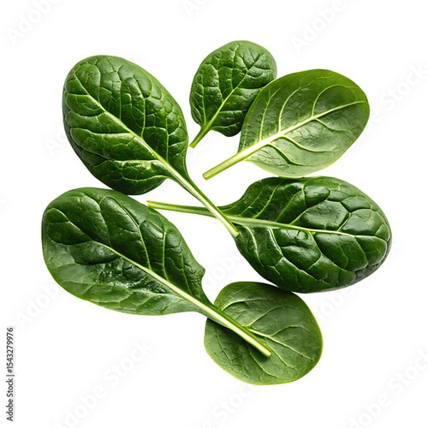 Obraz Fresh spinach leaves isolated on transparent background