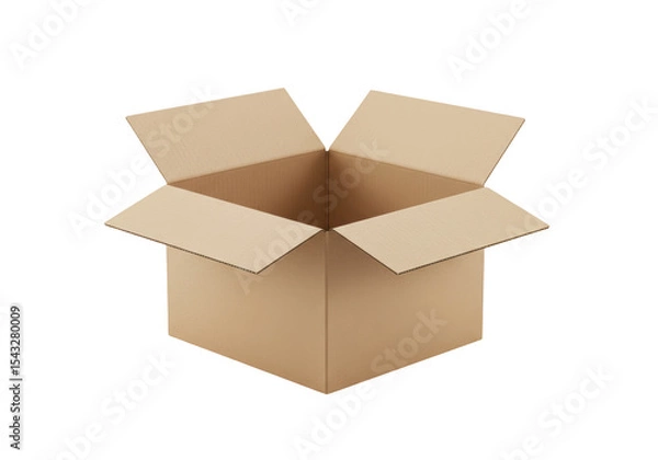 Obraz Isolated Open Empty Brown Cardboard Box