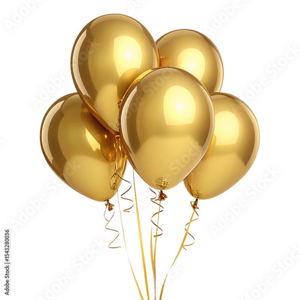 Obraz Gold balloons bunch isolated on transparent background