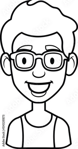 Fototapeta Cute Nerdy Character With Glasses And Braces.