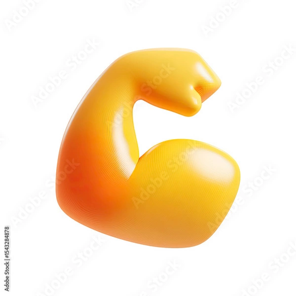 Fototapeta 3D Render of a Flexing Arm Muscle in Yellow on Transparent Background