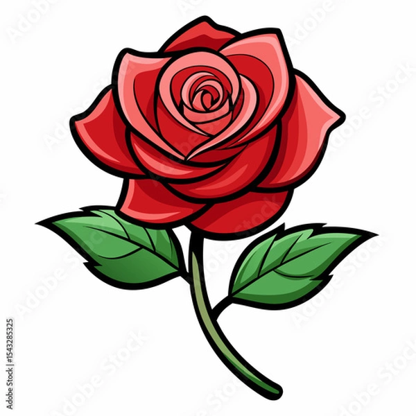 Fototapeta red rose isolated on white background