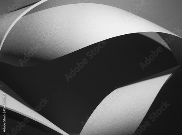 Fototapeta Detail of wavy shapes made paper, abstract