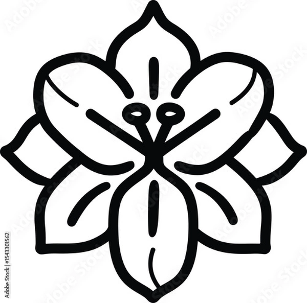 Fototapeta Minimalist Black and White Floral Design Featuring Elegant Stylized Lily Shape Illustration