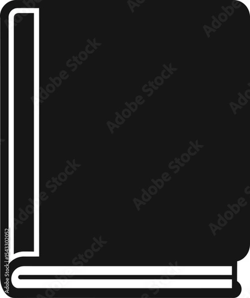 Fototapeta Silhouette Illustration of a Closed Black Hardcover Book Standing Upright With Visible Spine and Pages