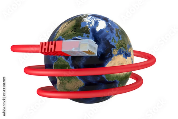 Fototapeta Global network on white background. Isolated 3D illustration