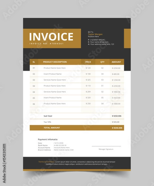 Obraz Business Invoice Vector Template Design