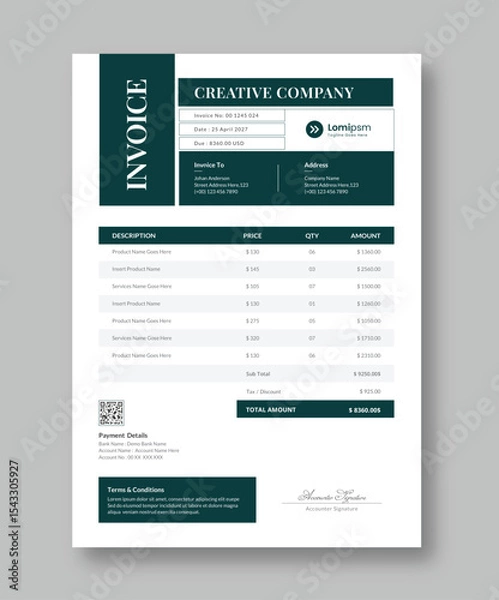 Obraz Business Invoice Vector Template Design