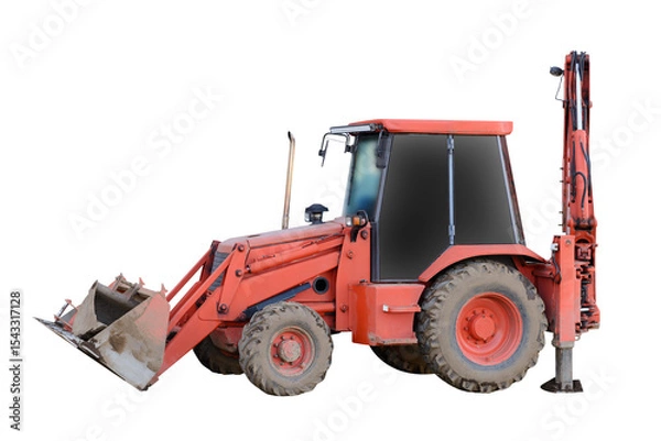 Obraz red tractor isolated on white background