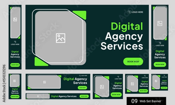 Fototapeta Web bundle banner design for social media post, digital marketing agency web set banner design, fully customizable vector eps 10 file format