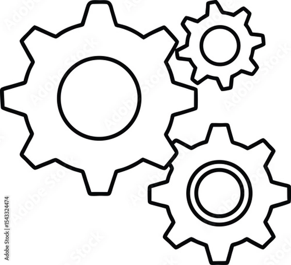 Obraz Flat Line Interlocking Gear Icon.