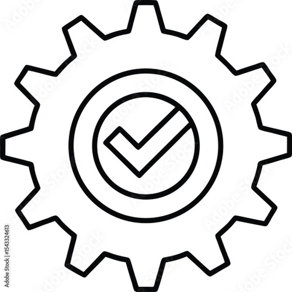 Obraz Gear Settings Icon with Approval Symbol.