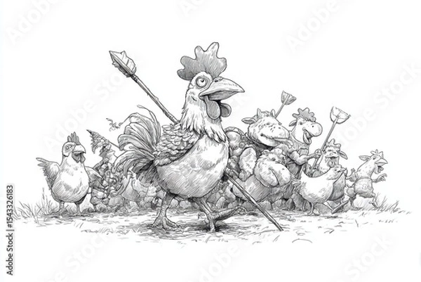 Fototapeta Cartoon animals on a journey.