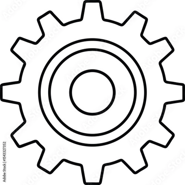 Obraz Outline Style Mechanical Gear Symbol.