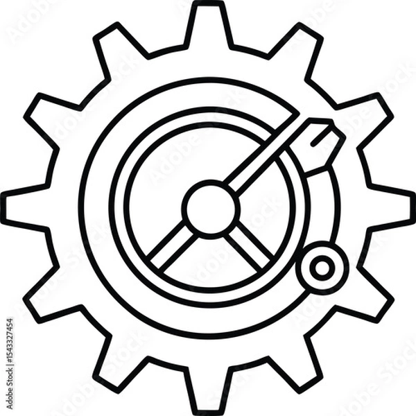 Obraz Precision Tool Gear Outline Illustration.