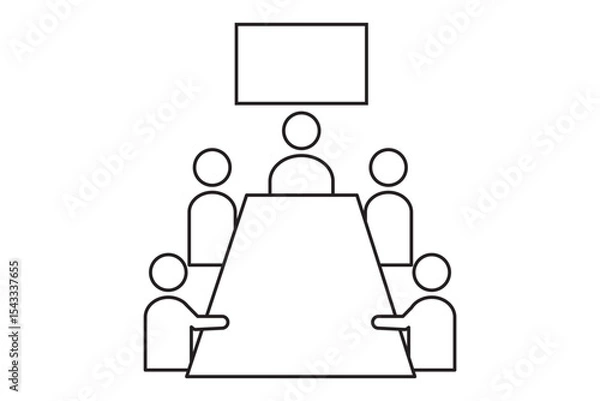 Obraz Meeting room icon. Conference symbol modern, simple, vector, icon for website design. Board room members sitting around a table icon. 