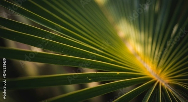 Obraz Closeup of a Green and Yellow Palm Leaf