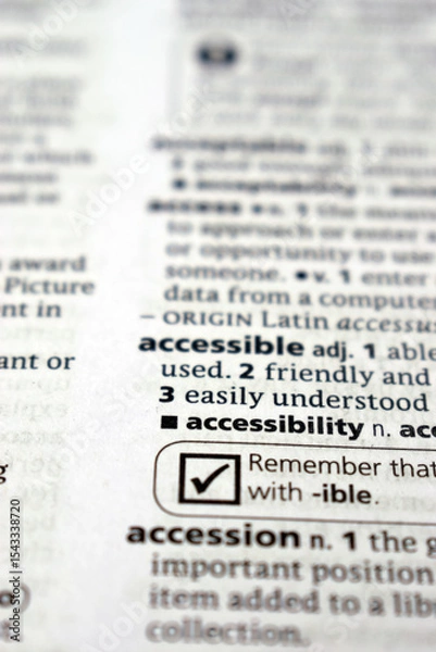 Fototapeta Close Up Of English Dictionary Page With Word - Accessible