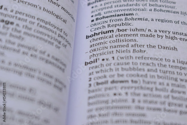 Fototapeta Close Up Of English Dictionary Page With Word - Bohrium