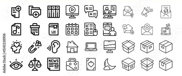 Fototapeta Black Line Icon Bundle 42 Diverse Collection of Symbols