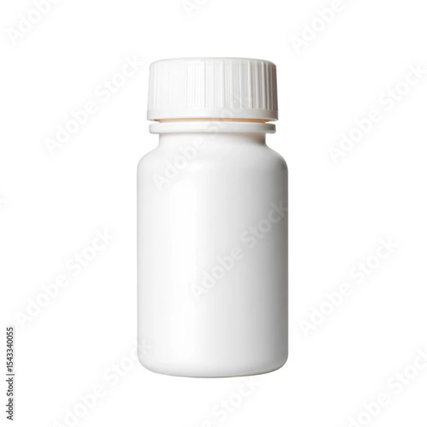 Fototapeta A white plastic bottle with a white cap isolated on white, transparent background, no background 