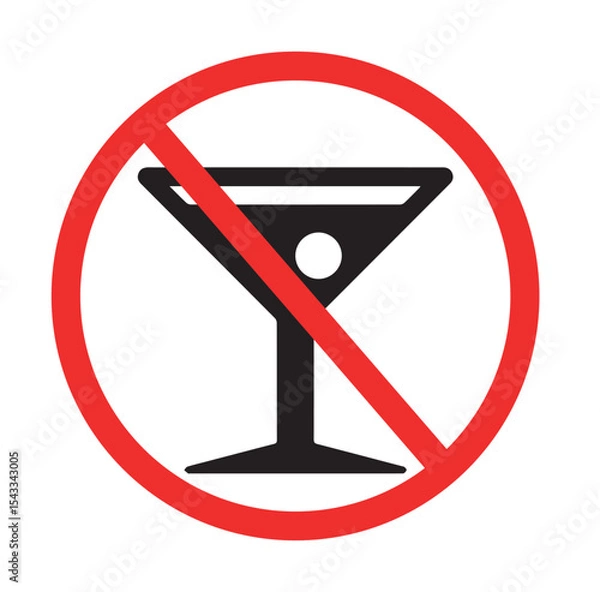 Obraz No Cocktails Allowed Sign - Prohibition Symbol for Drinks