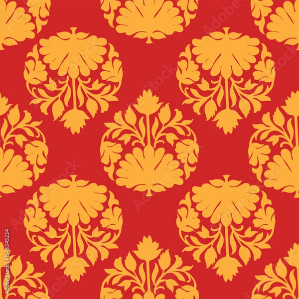 Fototapeta pasiely pattern, Golden Heritage Bloom seamless pattern
