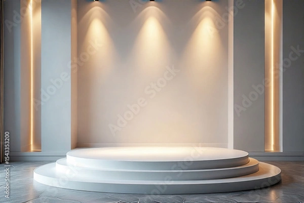 Obraz empty white stage with spotlight