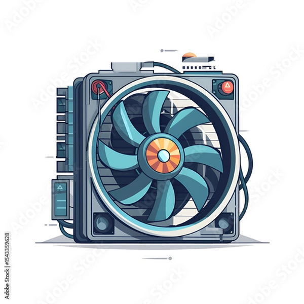 Fototapeta Powerful CPU Cooler. Efficient Computer Cooling System