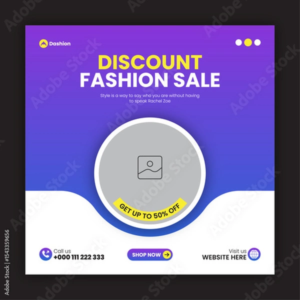 Obraz Fashion sale social media post design template or web banner design template