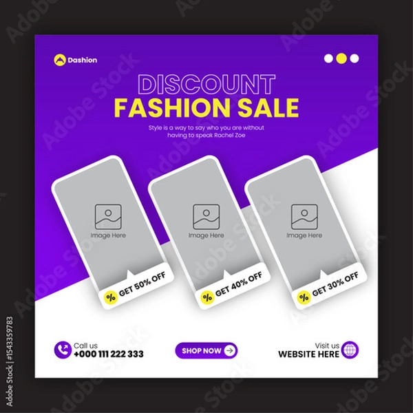 Obraz Fashion sale social media post design template or web banner design template