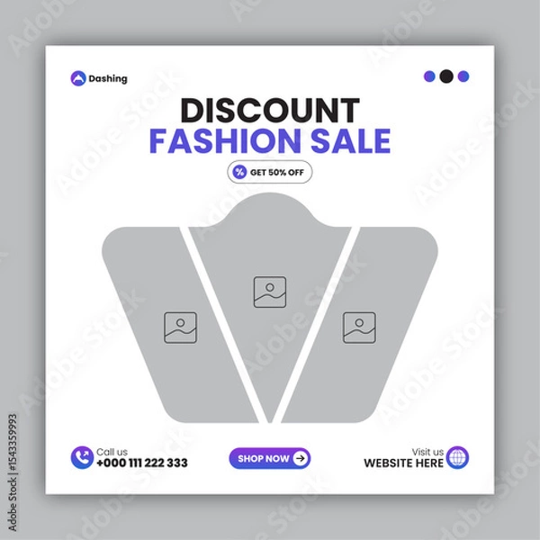 Obraz Fashion sale social media post design template or web banner design template