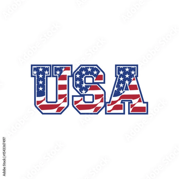 Fototapeta letter USA text style with flag element design vector concept	