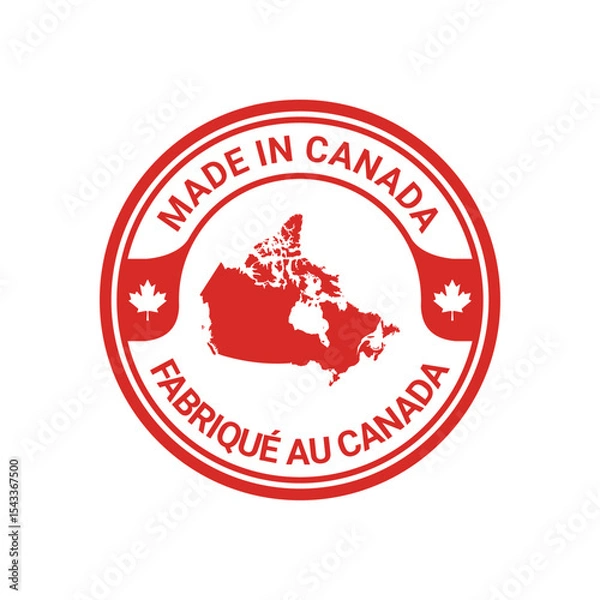 Fototapeta made in canada logo label design with circle map element	