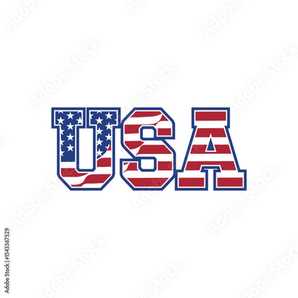 Fototapeta letter USA text style with flag element design vector concept	