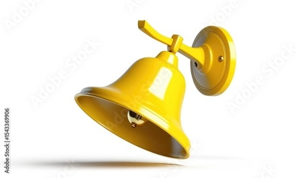 Fototapeta Bright yellow wall bell with modern design isolated on white background