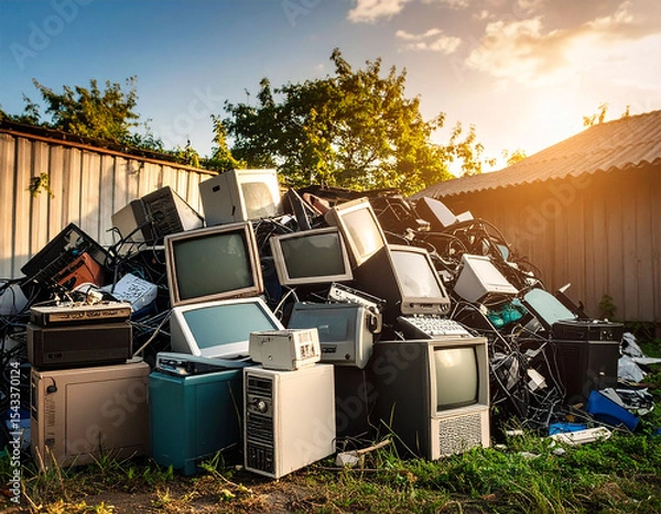 Obraz electronic waste such as computers, monitors and others