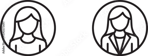 Fototapeta Two profile icons depicting a person in a circle and a square on a black background isolated design