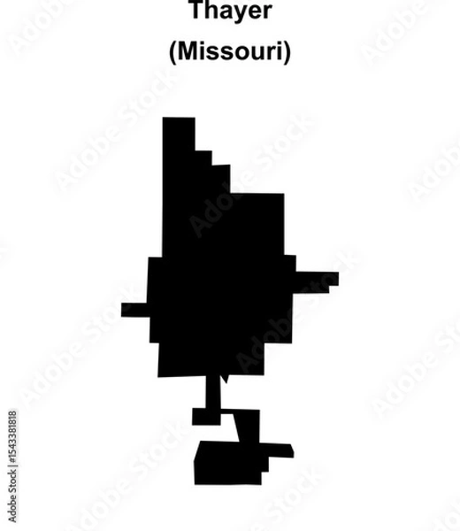 Fototapeta Thayer (Missouri) blank outline map