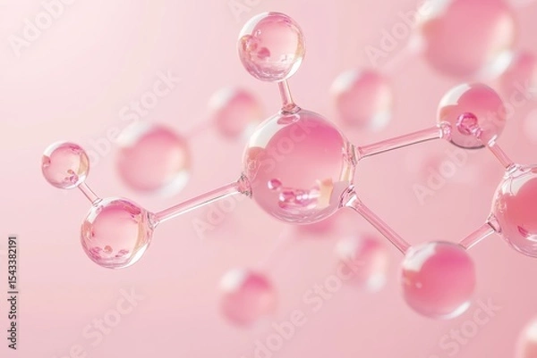 Fototapeta 3d illustration of collagen molecules and vitamins in a bubble for skincare solutions