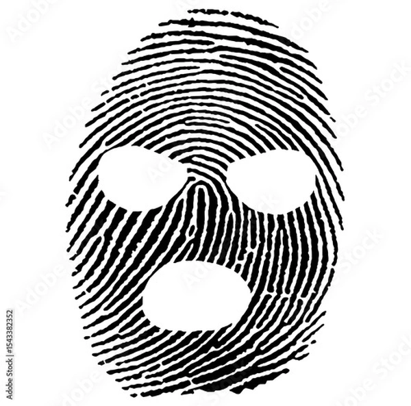 Fototapeta Fingerprint Mask, Criminal Identity and DNA Evidence – Graphic for Forensic Investigation, Biometrics, Crime Scenes and Digital Security