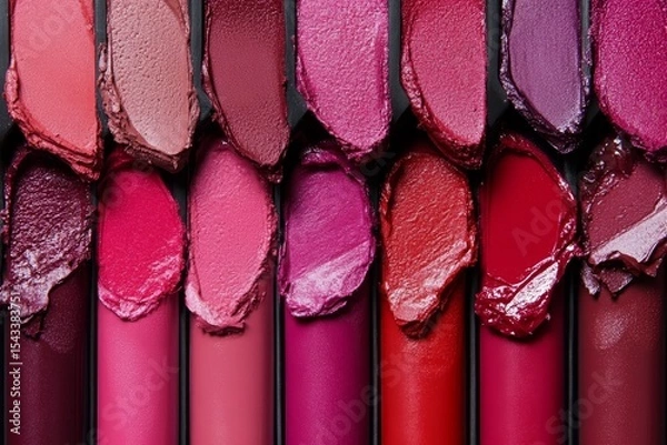 Fototapeta Exploring a spectrum of lipstick shades  from bold reds to subtle nudes for every occasion