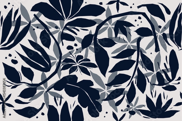 Fototapeta Organic abstract flowers shapes floral pattern. seamless pattern. floral print. botanical background. Minimalist boho style