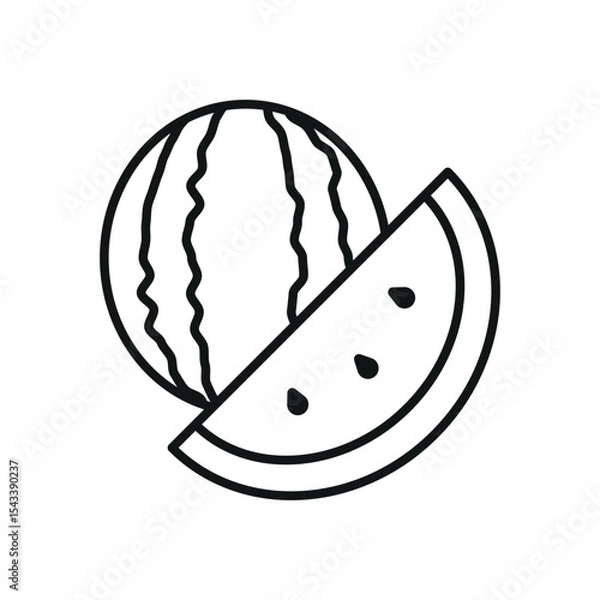 Fototapeta Watermelon slice with clean outline and seed detail creates a fun and fresh fruit icon.