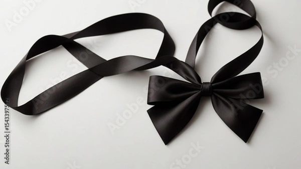 Fototapeta Elegant black bow on white surface