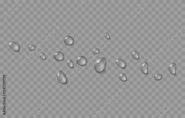 Obraz Vector water drops. Drops png, condensation on the window, on the surface. Realistic drops on an isolated transparent background.