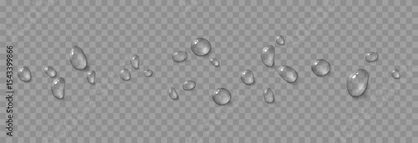 Obraz Vector water drops. Drops png, condensation on the window, on the surface. Realistic drops on an isolated transparent background.